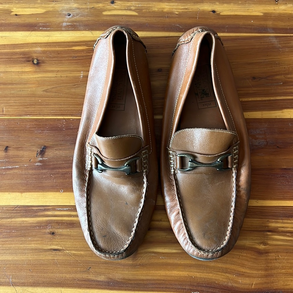 Mercanti Fiorentini Mens Leather Slip-On Brown Relax Loafers Size 10M